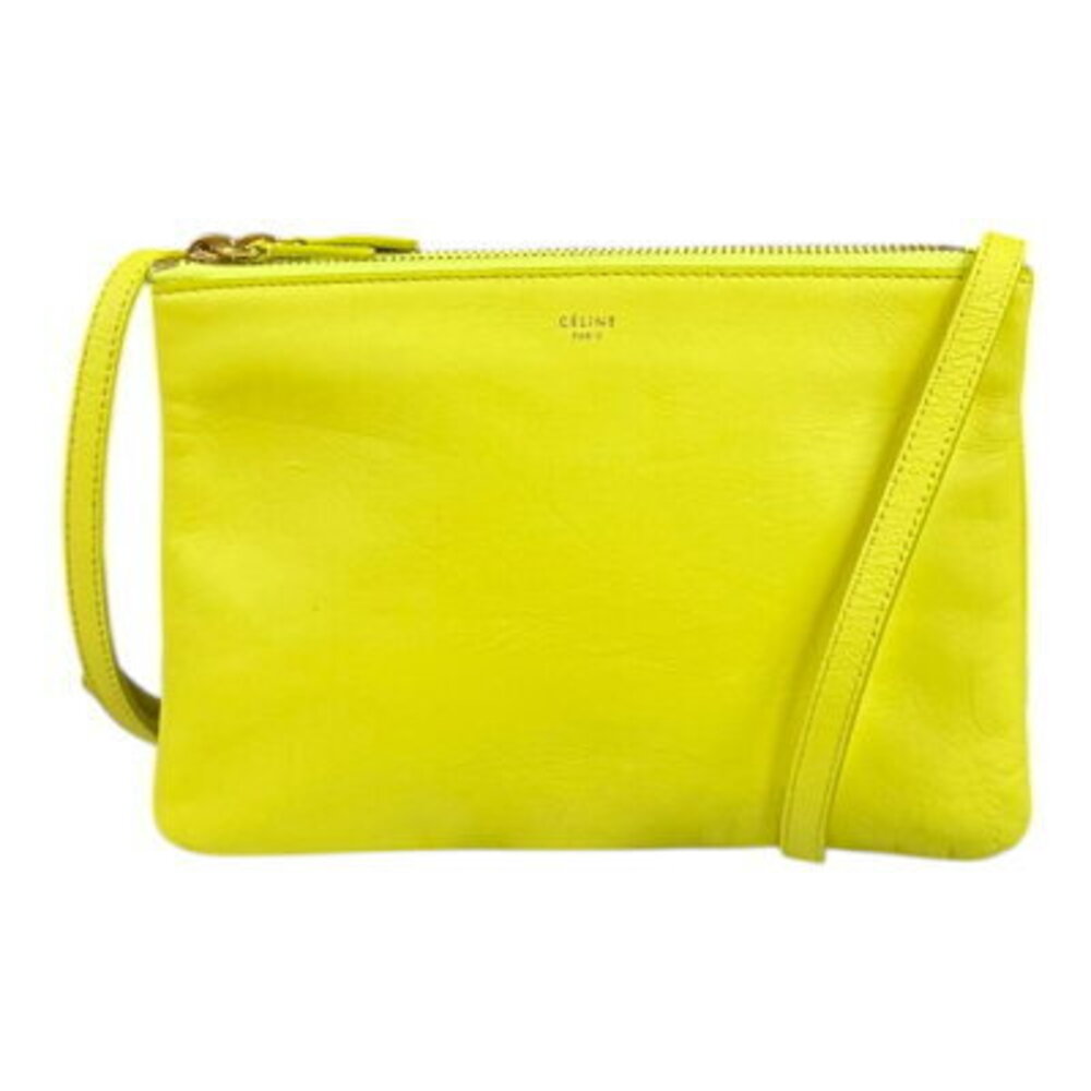 Celine Trio Shoulder Bag Leather Yellow